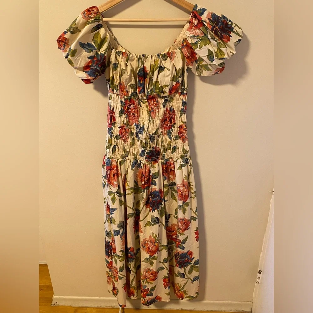 Abercrombie Floral Off-Shoulder Puff Sleeve Maxi Dress - Picture 4 of 7